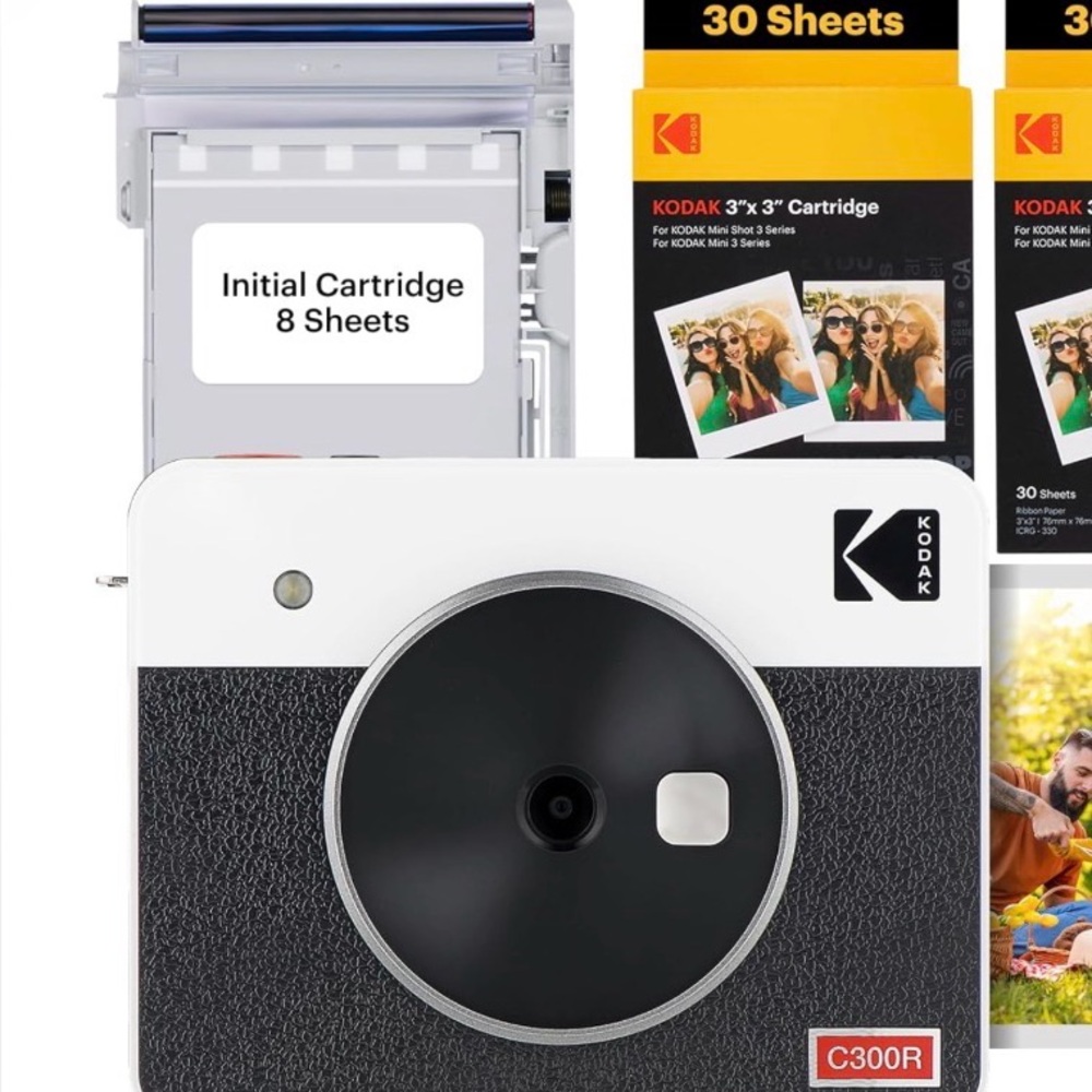 Kodak C300R Instant Camera in Black and White with Film Packs